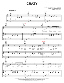 page one of Crazy (Piano, Vocal & Guitar Chords (Right-Hand Melody))