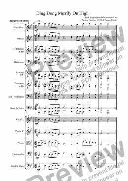 page one of Ding Dong Merrily On High for Orchestra