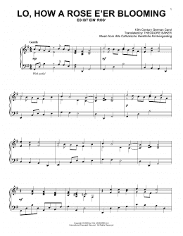 page one of Lo, How A Rose E'er Blooming (Piano Solo)