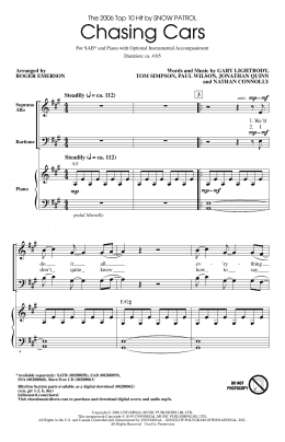 page one of Chasing Cars (arr. Roger Emerson) (SAB Choir)