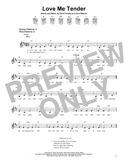 page one of Love Me Tender (Easy Guitar)