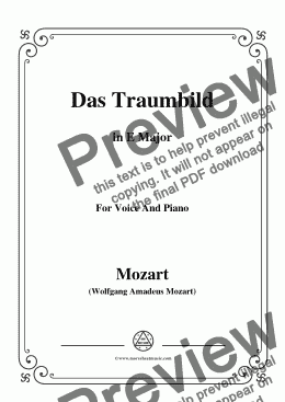 page one of Mozart-Das traumbild,in E Major,for Voice and Piano