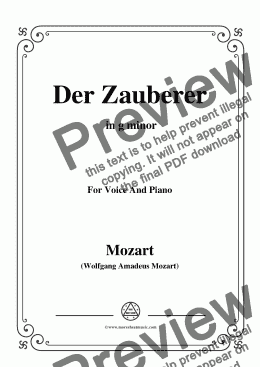 page one of Mozart-Der zauberer,in g minor,for Voice and Piano - Score and parts