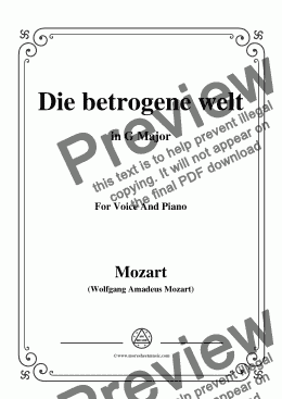 page one of Mozart-Die betrogene welt,in G Major,for Voice and Piano