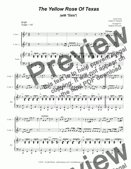 page one of The Yellow Rose Of Texas (with "Dixie") (Duet for C-Instruments)