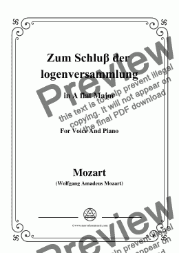 page one of Mozart-Zum Schluβ der logenversammlung,in A flat Major,for Voice and Piano