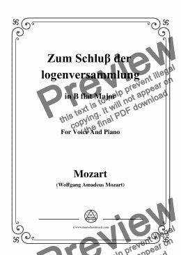 page one of Mozart-Zum Schluβ der logenversammlung,in B flat Major,for Voice and Piano