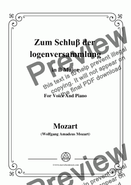 page one of Mozart-Zum Schluβ der logenversammlung,in B Major,for Voice and Piano