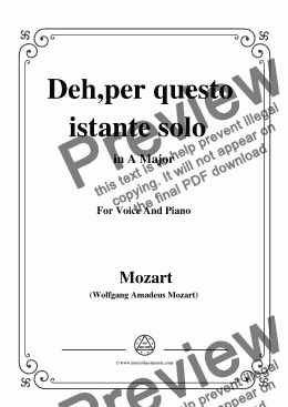 page one of Mozart-Deh,per questo istante solo,from 'La Clemenza di Tito',in A Major,for Voice and Piano