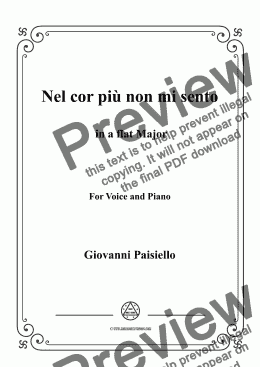 page one of Paisiello-Nel cor più non mi sento in A flat Major,for Voice&Piano