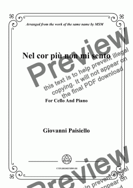 page one of Paisiello-Nel cor più non mi sento,for Cello and Piano