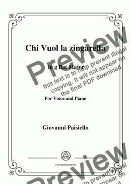 page one of Paisiello-Chi Vuol la zingarella in G flat Major,for Voice&Piano