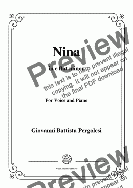 page one of Pergolesi-Nina in e flat minor,for Voice&Piano