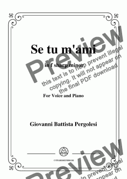 page one of Pergolesi-Se tu m'ami in f sharp minor,for Voice&Piano