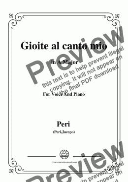 page one of Peri-Gioite al canto mio in A Major, for Voice and Piano