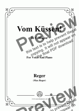 page one of Reger-Vom Küssen in C Major,for Voice&Piano