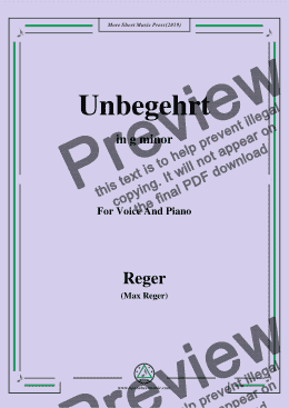 page one of Reger-Unbegehrt in g minor,for Voice&Pno