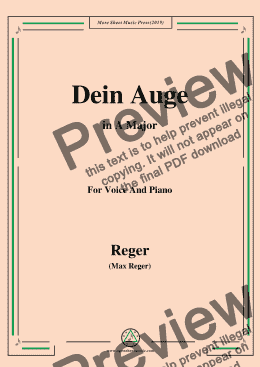 page one of Reger-Dein Auge in A Major,for Voice&Pno