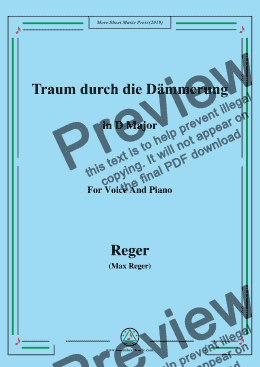 page one of Reger-Traum durch die Dämmerung in D Major,for Voice&Pno