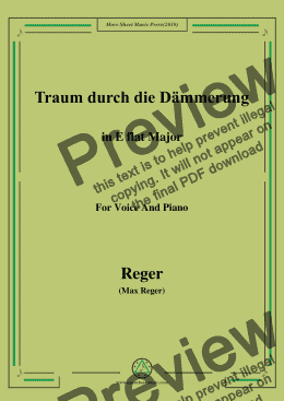 page one of Reger-Traum durch die Dämmerung in E flat Major,for Voice&Pno