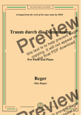 page one of Reger-Traum durch die Dämmerung,for Flute and Piano