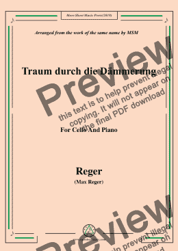 page one of Reger-Traum durch die Dämmerung,for Cello and Piano