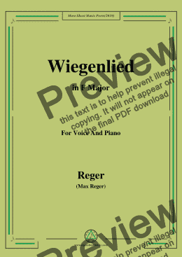 page one of Reger-Wiegenlied in F Major,for Voice&Pno