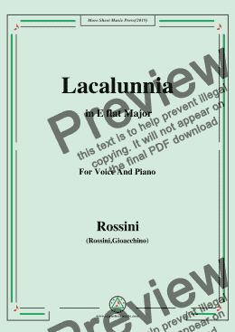 page one of Rossini-La calunnia in E flat Major, for Voice and Piano