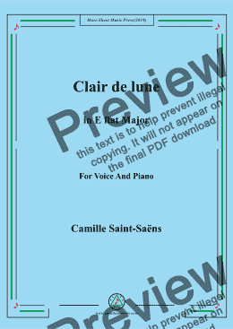 page one of Saint-Saëns-Clair de lune in E flat Major,for Voice&Pno