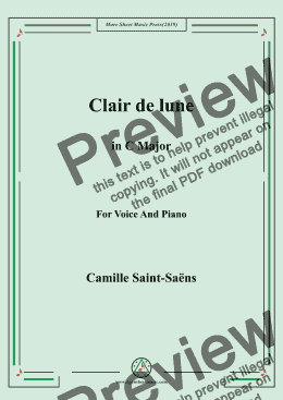 page one of Saint-Saëns-Clair de lune in C Major,for Voice&Pno