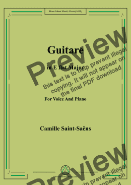 page one of Saint-Saëns-Guitare in E flat Major,for Voice&Pno