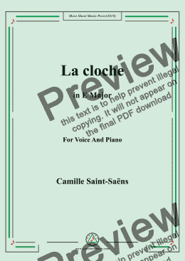 page one of Saint-Saëns-La cloche in E Major,for Voice&Pno