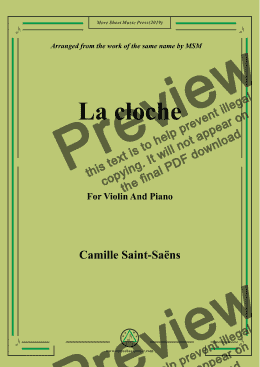 page one of Saint-Saëns-La cloche,for Violin and Piano