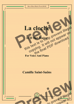 page one of Saint-Saëns-La cloche,for Cello and Piano