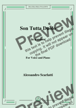 page one of Scarlatti-Son Tutta Duolo in a minor,for Voice&Pno