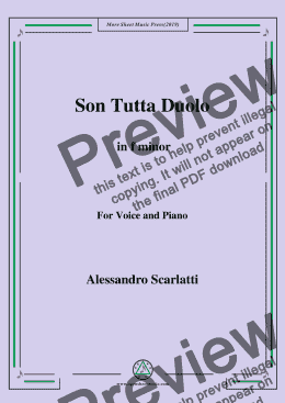 page one of Scarlatti-Son Tutta Duolo in f minor,for Voice&Pno