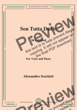 page one of Scarlatti-Son Tutta Duolo in e minor,for Voice&Pno