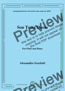 page one of Scarlatti-Son Tutta Duolo,for Flute and Piano