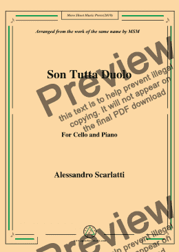 page one of Scarlatti-Son Tutta Duolo,for Cello and Piano