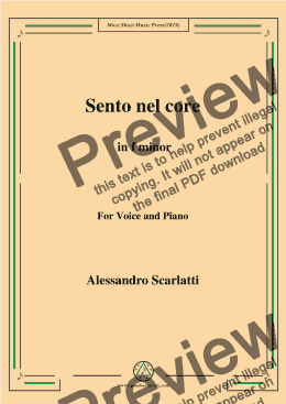 page one of Scarlatti-Sento nel core in f minor,for Voice&Pno