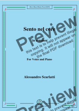 page one of Scarlatti-Sento nel core in a minor,for Voice&Pno