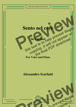 page one of Scarlatti-Sento nel core in e minor,for Voice&Pno