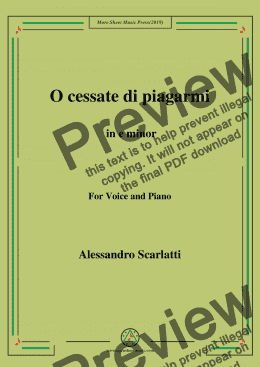 page one of Scarlatti-O cessate di piagarmi in e minor,for Voice&Pno