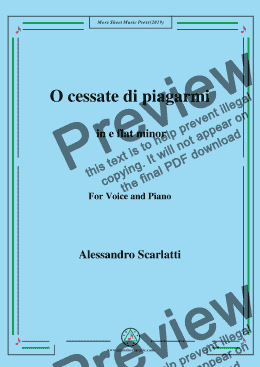 page one of Scarlatti-O cessate di piagarmi in e flat minor,for Voice&Pno