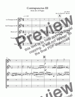 page one of Contrapunctus III for Brass Quintet