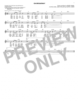 page one of On Broadway (Lead Sheet / Fake Book)