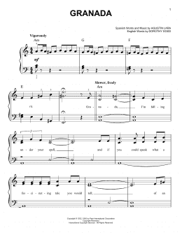 page one of Granada (Very Easy Piano)