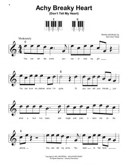 page one of Achy Breaky Heart (Don't Tell My Heart) (Super Easy Piano)