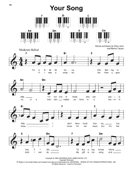 page one of Your Song (Super Easy Piano)