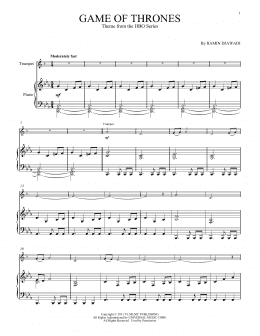 page one of Game Of Thrones (Trumpet and Piano)